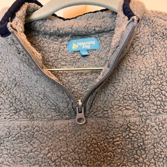 Boys Size 7 Lightening Bug Gray Quarter Zip Pullover Jacket Pockets Jumper - Picture 3 of 6